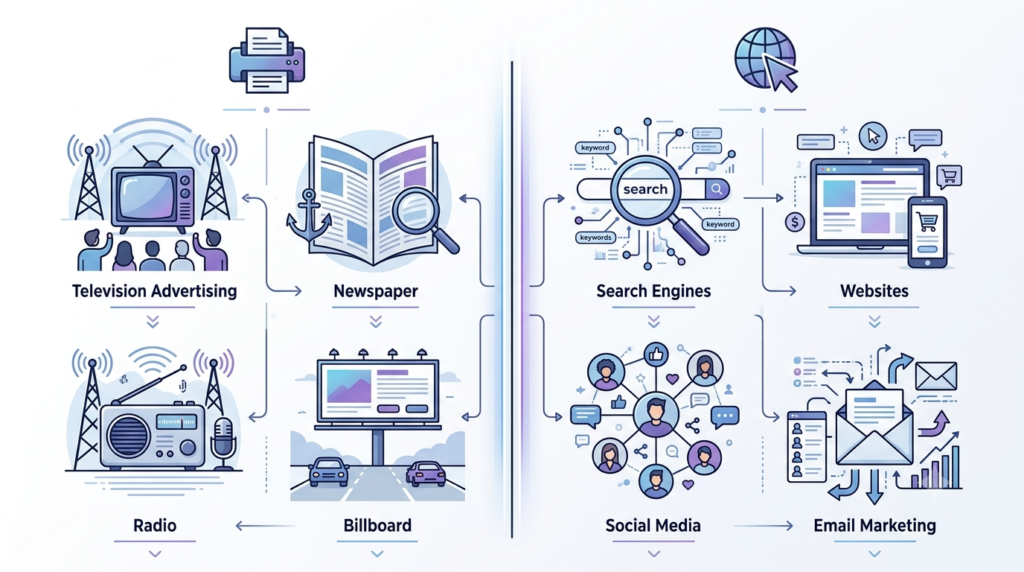 Digital marketing vs traditional marketing comparison