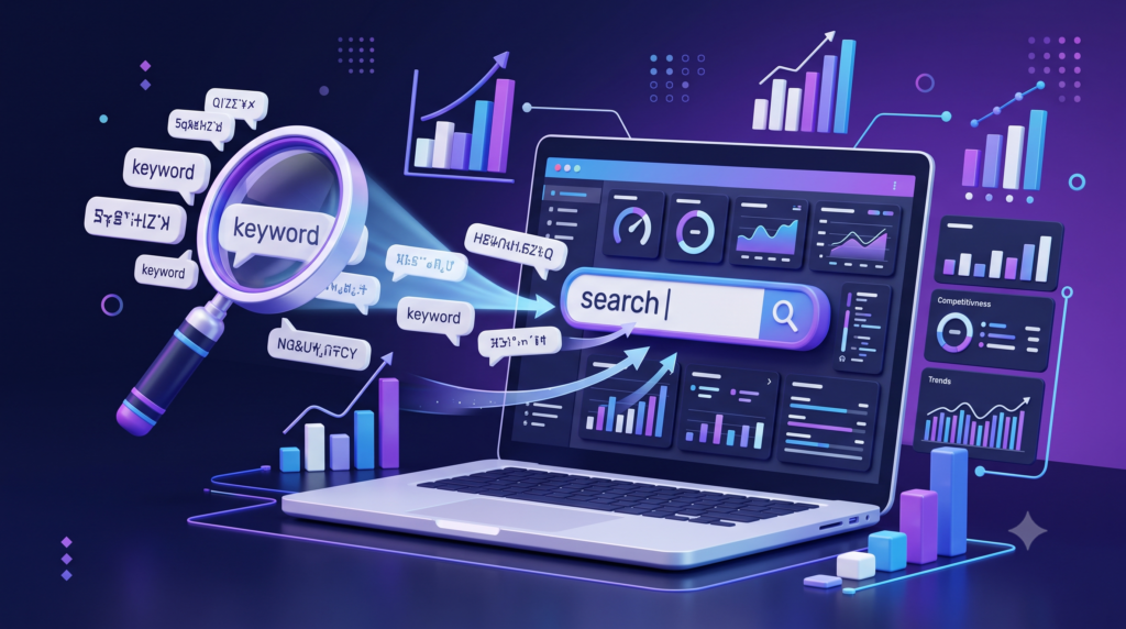 Keyword research for finding relevant search terms and search intent